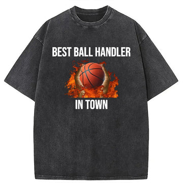 Personality fashion Ball Handler Basketball Funny Meme Washed T-Shirt
