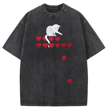 Personality fashion Killing Lives Cat Washed T-Shirt