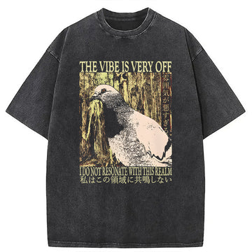 Personality fashion The Vibe is Very Off Washed T-Shirt