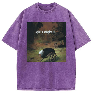 Personality fashion Girls Night Meme Washed T-Shirt