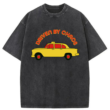 Personality fashion Vintage Taxi Pop Art Washed T-Shirt