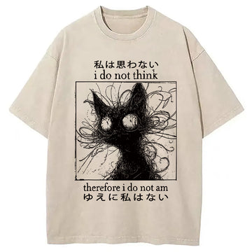 Personality fashion The Philosophy Of Cat Washed T-Shirt