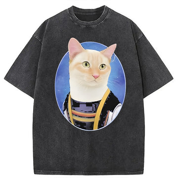 Personality fashion Doctor Mew Washed T-Shirt