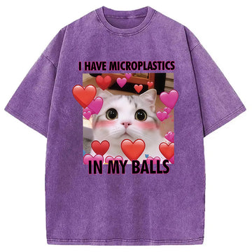 Personality fashion  I Have Microplastics in my Balls Vintage Washed T-Shirt