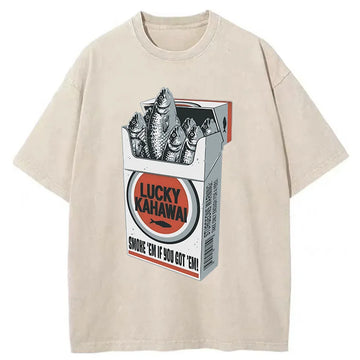 Personality fashion Japanese Lucky Kahawai Washed T-Shirt