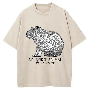 Personality fashion Capybara Spirit Washed T-Shirt