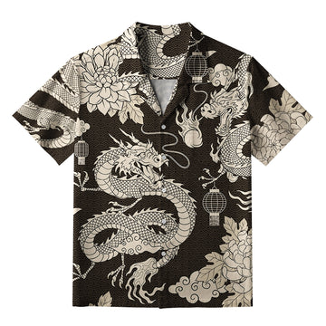 Personality fashion  Two Dragons Playing With A Pearl Aloha Hawaiian Shirt