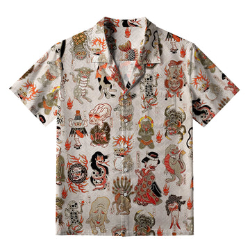 Personality fashion  Hyakki Yagy¨­ Aloha Hawaiian Shirt