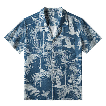 Personality fashion  Palm Tree And Flying Birds Aloha Hawaiian Shirt