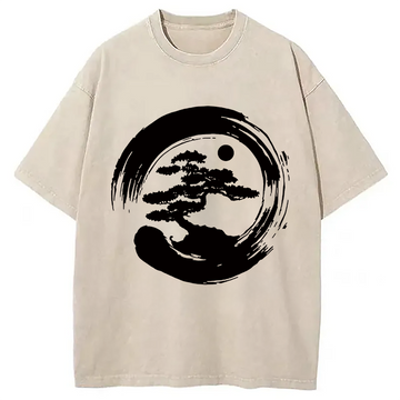 Personality fashion Zen Bonsai Washed T-Shirt