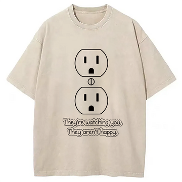 Personality fashion Sad Socket Washed T-Shirt