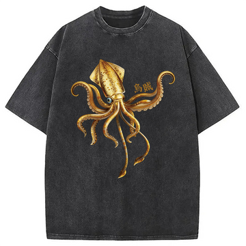 Personality fashion Squid Ink Painting Washed T-Shirt