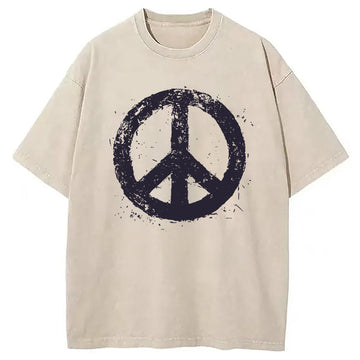 Personality fashion Peace Sign Washed T-Shirt