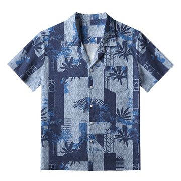 Personality fashion  Palms Meets Geometric Art Aloha Hawaiian Shirt