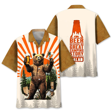 Beer Because No Great Camping Started With A Salad Hawaiian Shirt