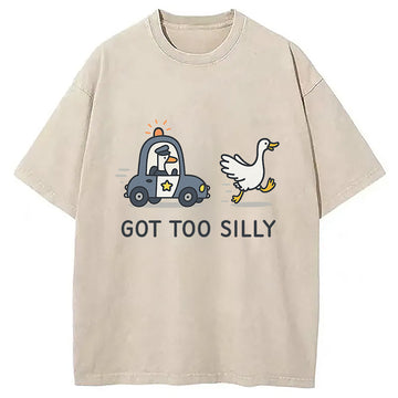 Personality fashion Retro Comfort Goose Washed T-Shirt