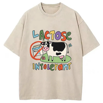 Personality fashion Lactose Intolerant Funny Meme Washed T-Shirt