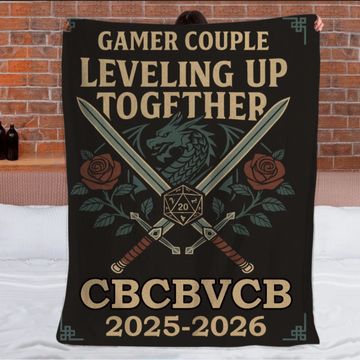 Dragon and Dice Design Customized Flannel Throw Blanket - Personalized Name and Date - Anniversary Gift for Gamers
