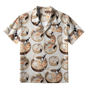Personality fashion  Cat Teasing Fish Aloha Hawaiian Shirt
