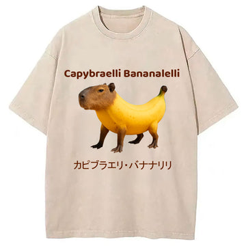 Personality fashion Capybraelli Bananalelli  Washed T-Shirt