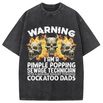 Personality fashion Pimple Popping Sewage Technician Washed T-Shirt