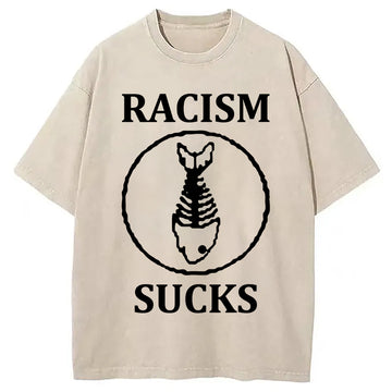 Personality fashion Racism Sucks Washed T-Shirt