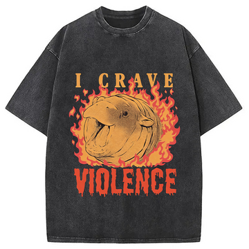 Personality fashion Moo Deng Crave Violence Washed T-Shirt