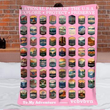 63 National Parks Customized Blanket - Personalized Name And Title - Gift For Nature Lovers, Parks Lovers