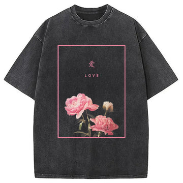 Personality fashion Blooming Love Washed T-Shirt