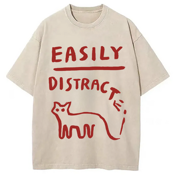 Personality fashion Easily Distracat Washed T-Shirt