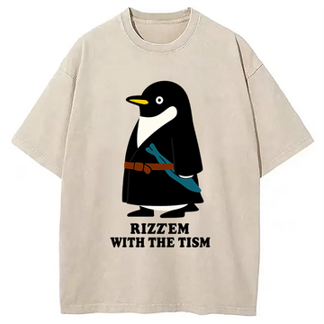 Personality fashion Rizz'Em With The Tism Washed T-Shirt