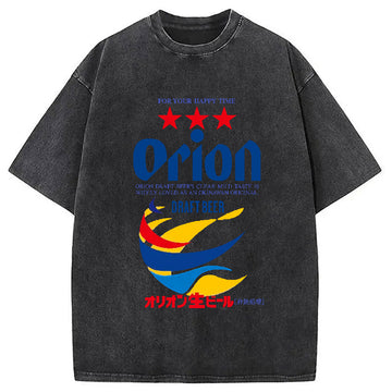 Personality fashion Orion Beer Vintage Japanese Washed T-Shirt