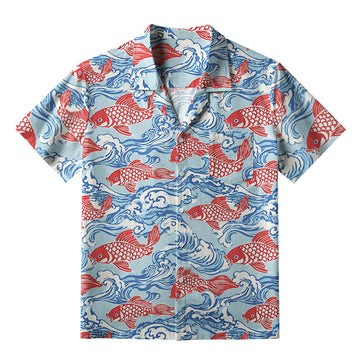 Personality fashion  Koi Carp Frenzy Aloha Hawaiian Shirt