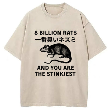 Personality fashion Funny Japanese Rat Washed T-Shirt