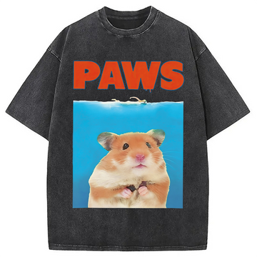 Personality fashion Paws Hamster Washed T-Shirt
