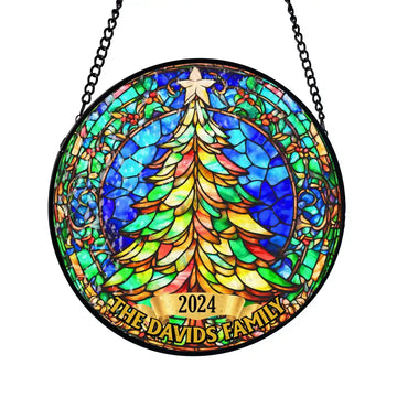 Christmas Tree 2024 3d Effect Personalized Window Stained Glass Christmas Decor