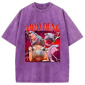 Personality fashion Moo Deng With The Moon Washed T-Shirt