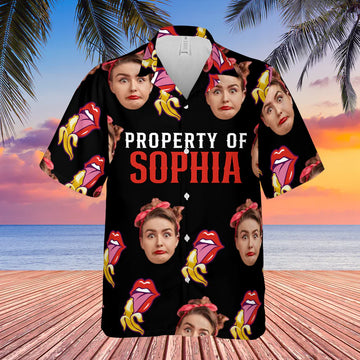 Custom Funny Girlfriend Photo Hawaiian Shirt   Personalized Property of Girlfriend Hawaiian Shirt 683971