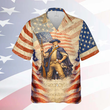 Personalized 250 Years of America Hawaiian Shirt, Custom Name Descendant of a Patriot, Patriotic AOP Shirt 1776-2026 684426