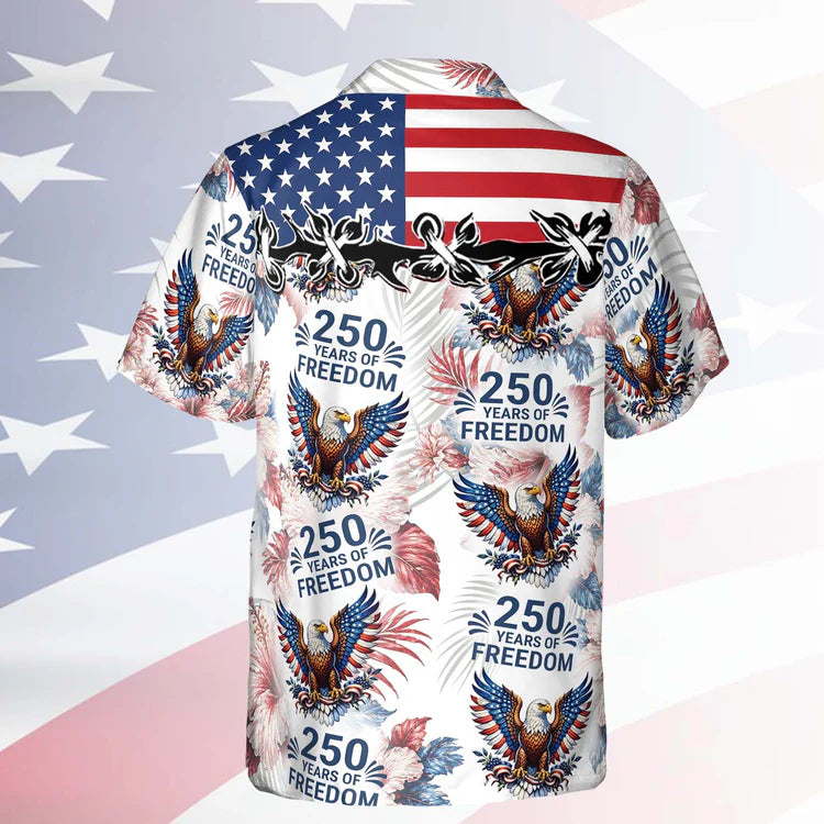 250 Years Of Freedom 1776 -2026 Retro American Flag Hawaiian Shirt, Patriotic Eagle USA AOP Hawaii Shirt 684852