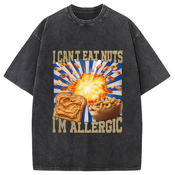 Personality fashion Allergy Nut Intolerance Washed T-Shirt