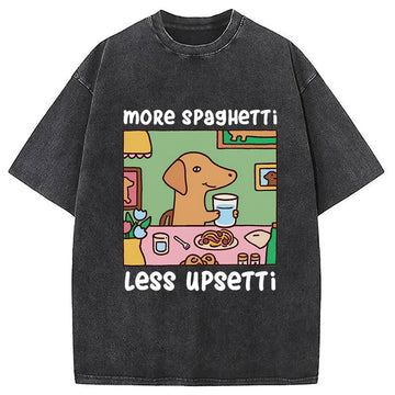 Personality fashion Doxie Eating Spaghetti Washed T-Shirt