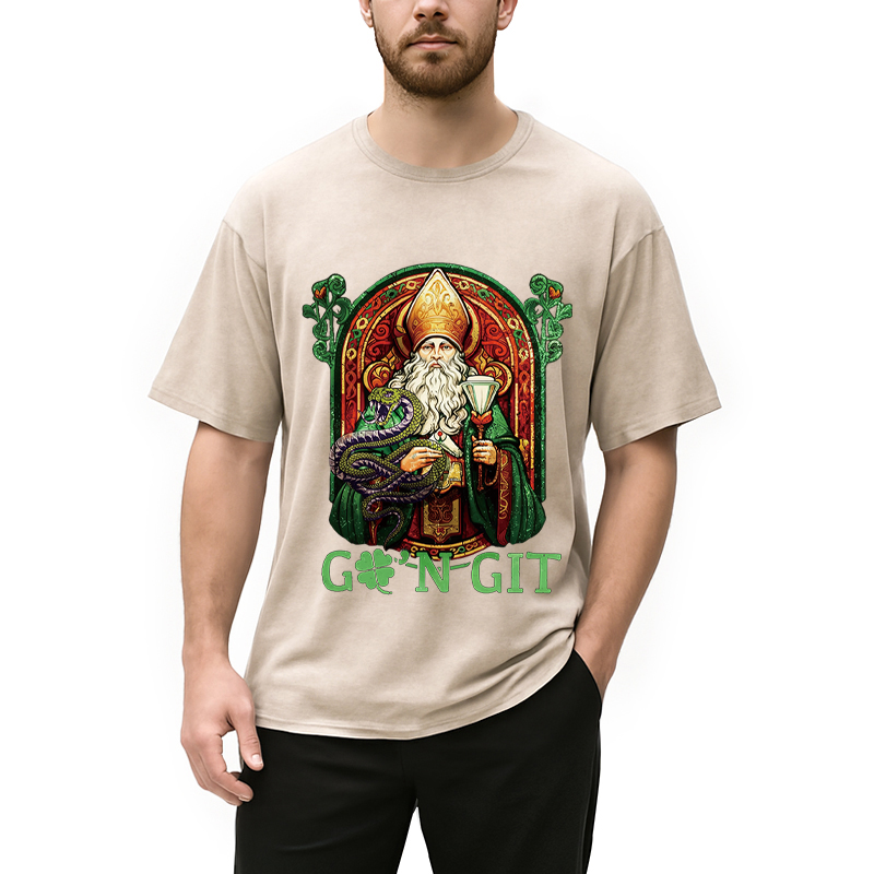 Personality fashion Vintage Go'n Git St Patrick Washed T-Shirt
