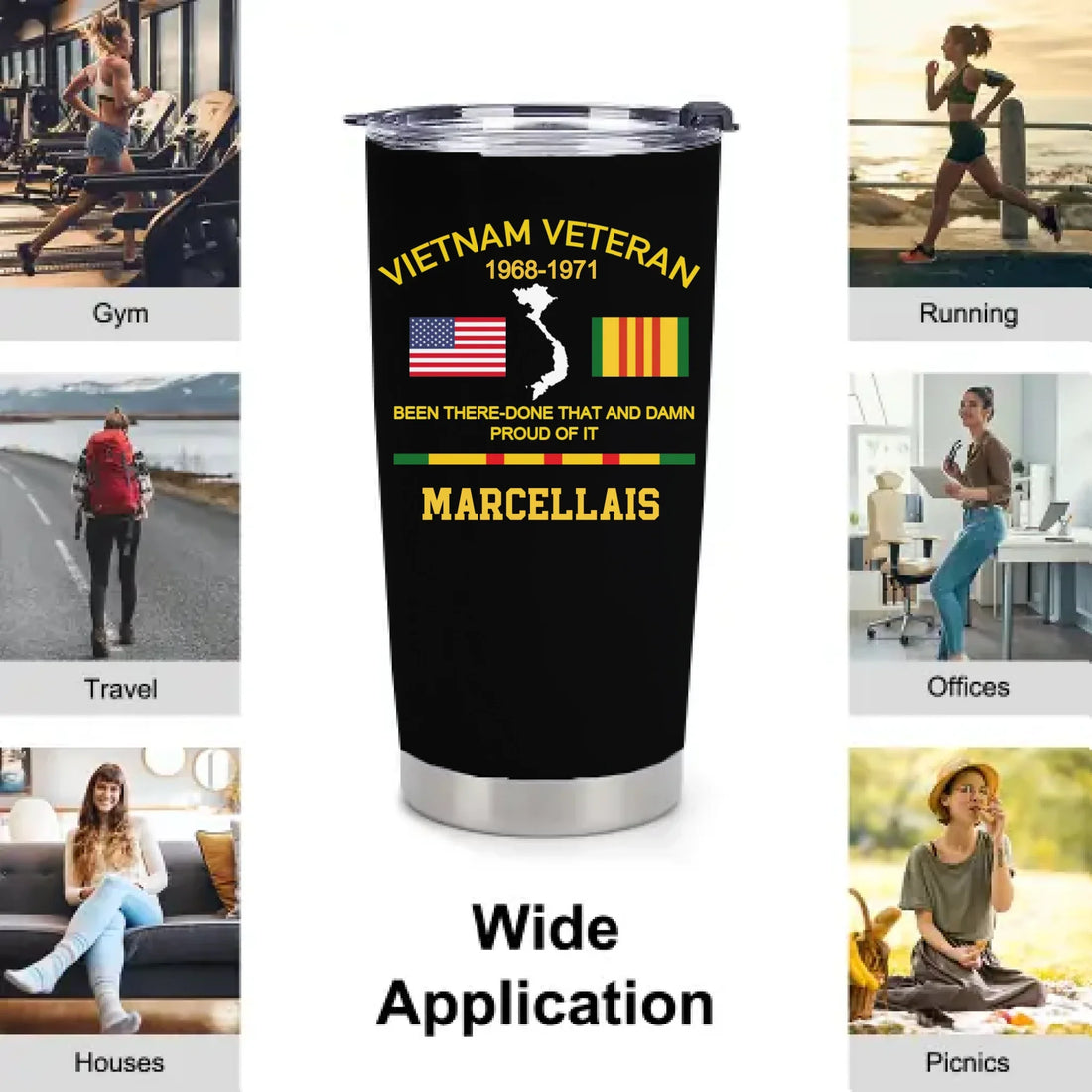 Customized Been There Done That And Damn Proud Of It Vietnam Veteran Thermos Cup - Personalized Name And YearPeriod - Gifts For Veterans, Soldiers