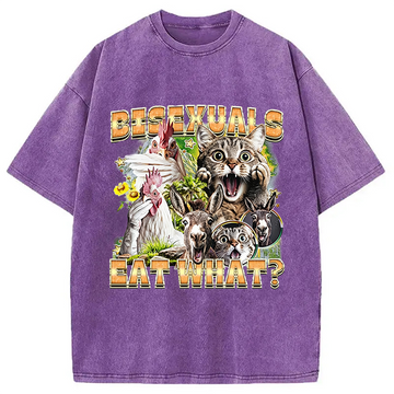 Personality fashion Bisexuals Eat What? Washed T-Shirt