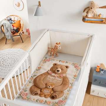 Customized Mama Papa Bear Blanket - Personalized Name - Gift For Moms, Dads