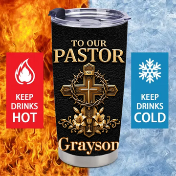 Personalized Pastor Appreciation Thermos cup - Custom Name Heart Of A Servant Leader Cup - Gift For Pastor