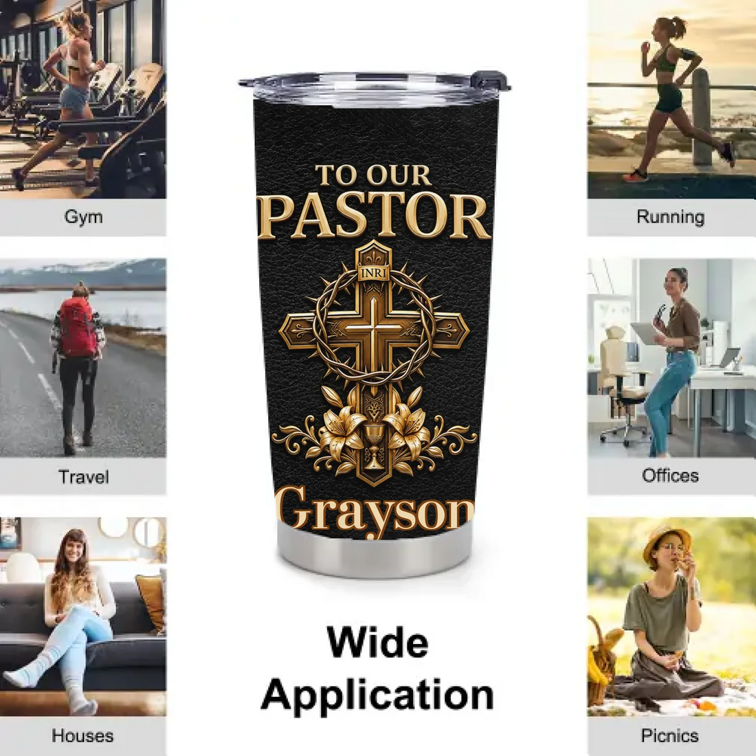 Personalized Pastor Appreciation Thermos cup - Custom Name Heart Of A Servant Leader Cup - Gift For Pastor