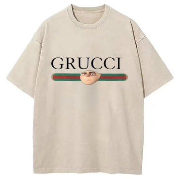 Personality fashion GRUCCI Meme Washed T-Shirt