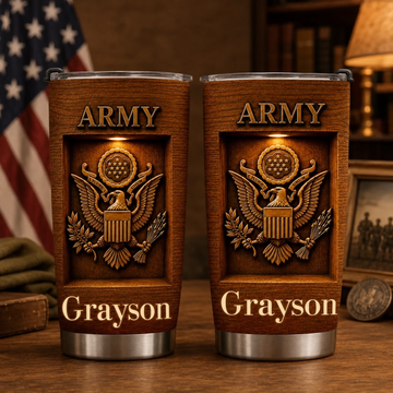 Personalized Proud Veteran Thermos Cup- Custom Name Military Honor Cup - Gift For Veterans
